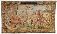 Seven Deadly Sins: Pride tapestry, Designed by Pieter Coecke van Aelst (Netherlandish, Aelst 1502–1550 Brussels), Wool, silk, and gold and silver-metal-wrapped threads, Netherlandish, Brussels